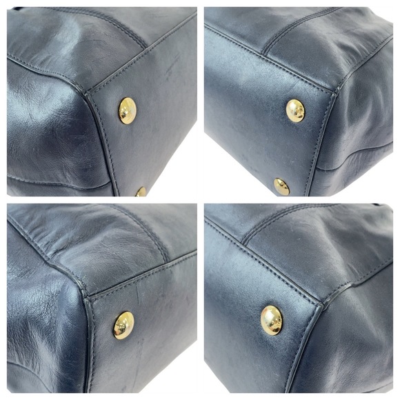 Coach Coach Leather Tote Bag Navy Gold Hardware Leather Tote Bag - Picture 3 of 10